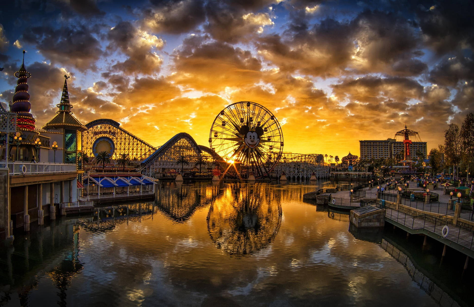 Sunrise At Disney Theme Park Background