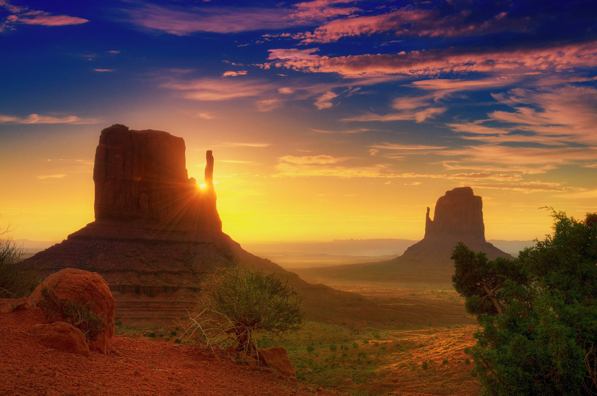 Sunrise At Monument Valley Background