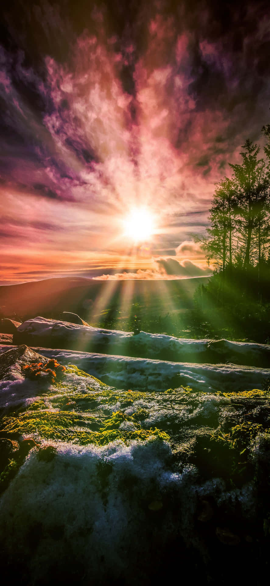 Sunrise Iphone Snowy Landscape Background