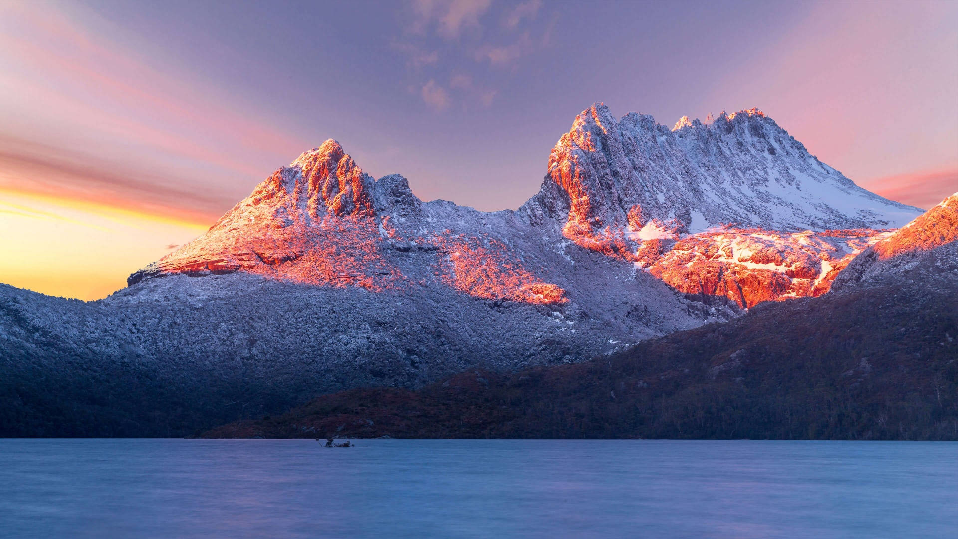 Sunrise Mountain Winter Aesthetic Background