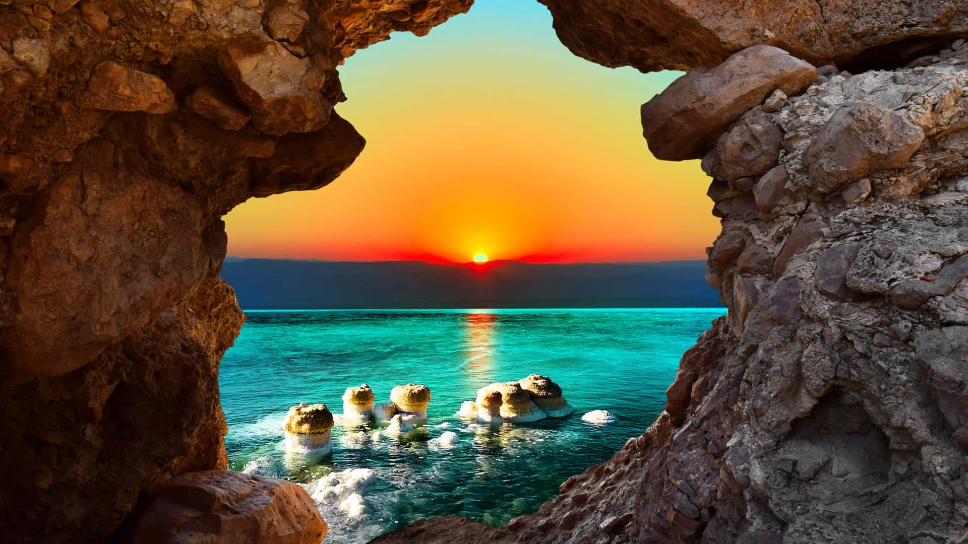 Sunrise Over The Dead Sea Background
