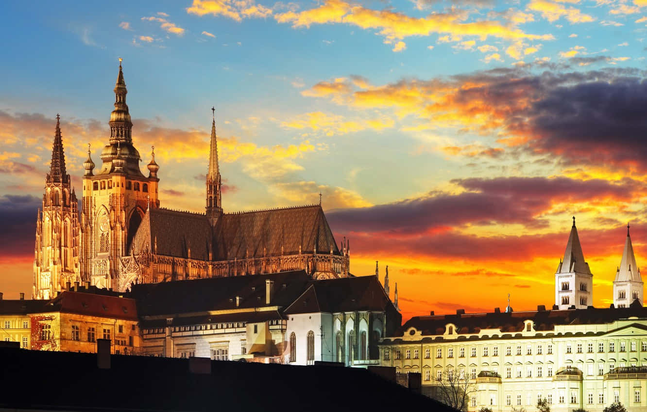 Sunrise Sky At Prague Castle Background