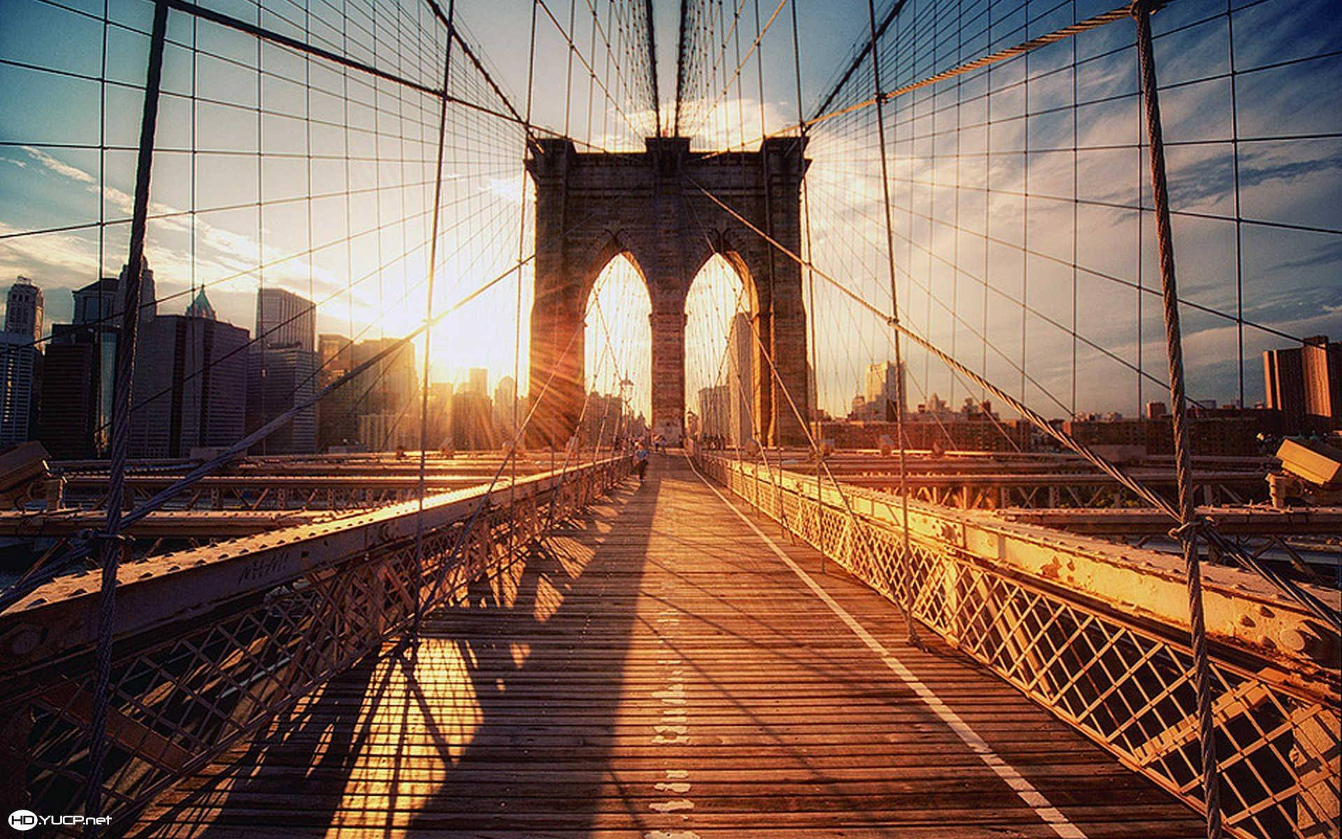 Sunrise View At The Brooklyn Bridge Background