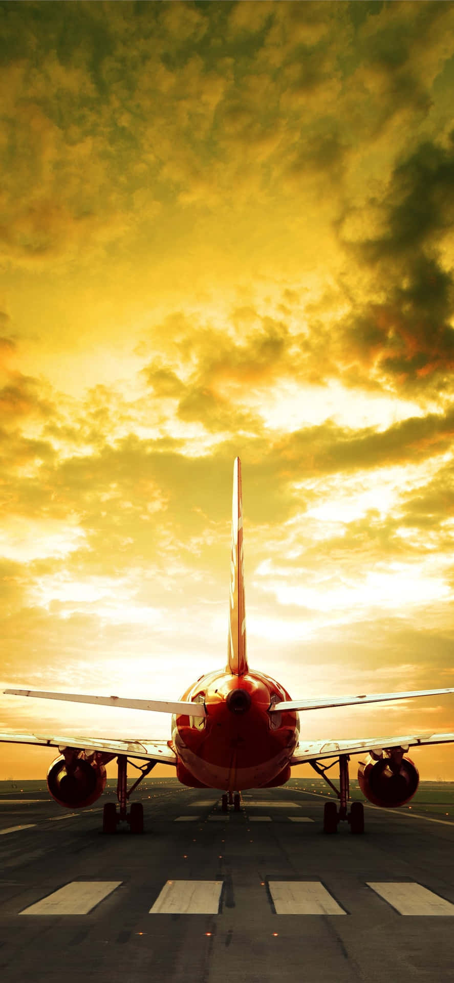 Sunset Airplane On Runway.jpg Background
