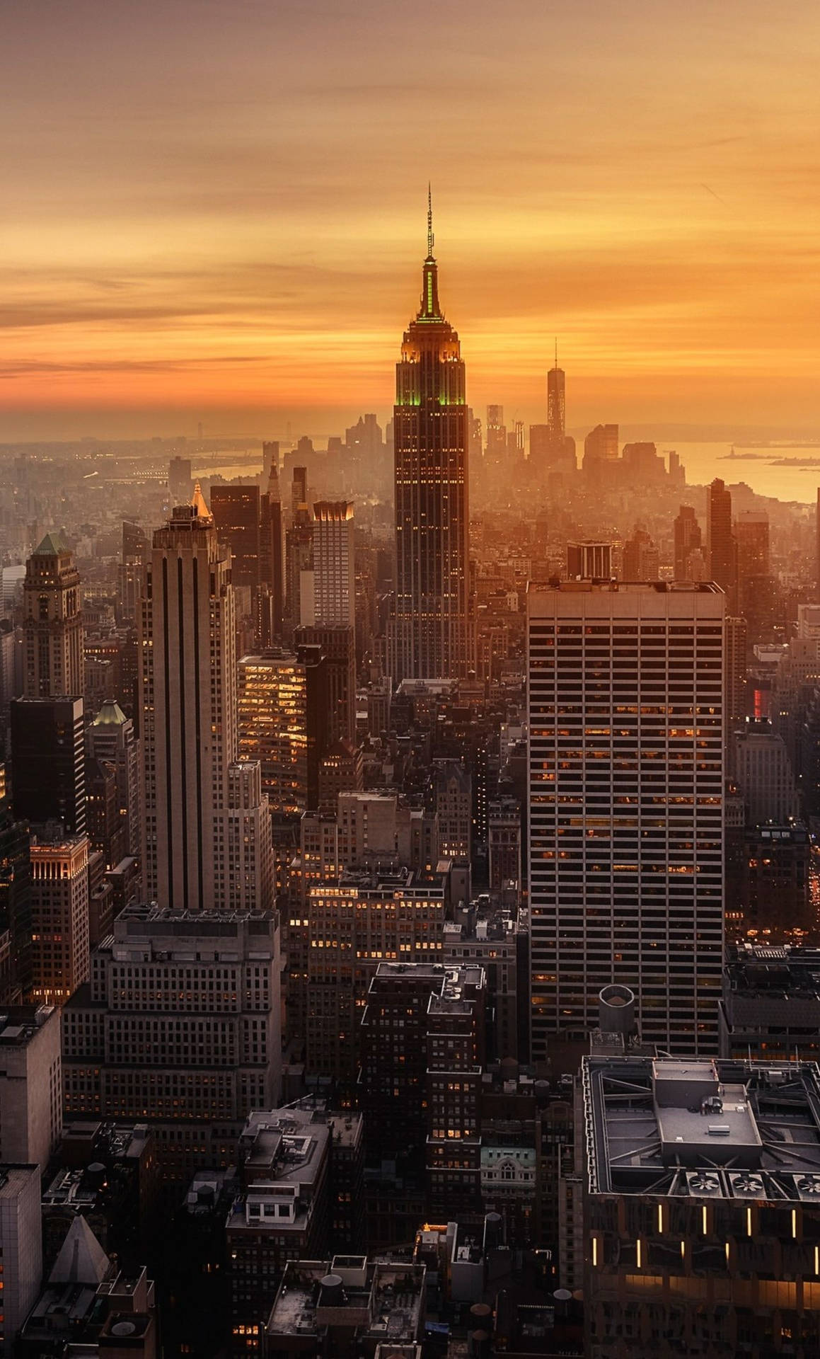 Sunset And Empire State New York Iphone Background