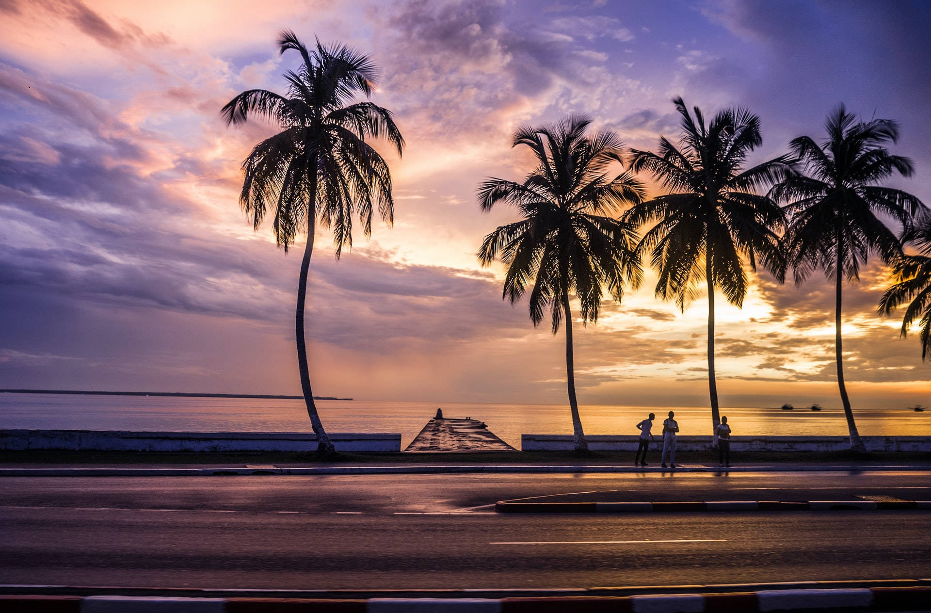 Sunset And Palm Trees In Gabon