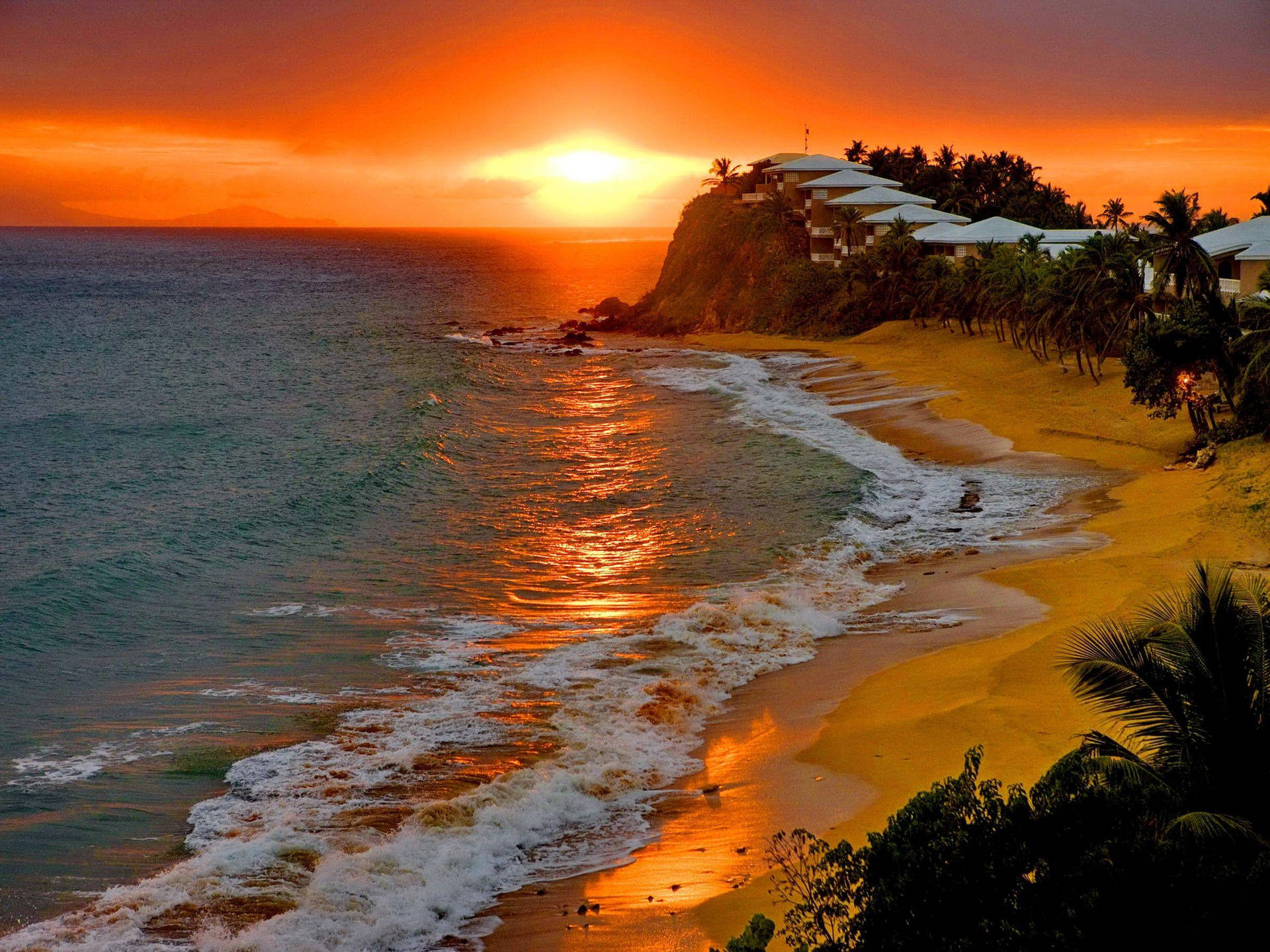 Sunset At Barbuda Caribbean Background