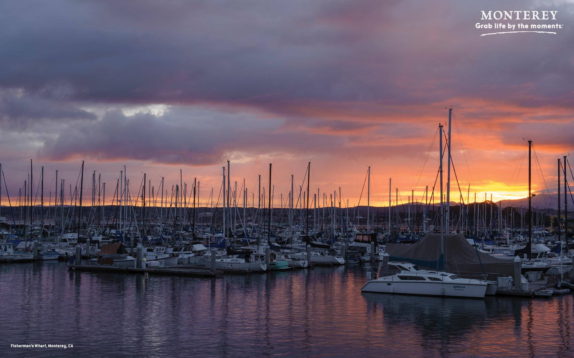 Sunset At Fishermans Wharf Dock Background