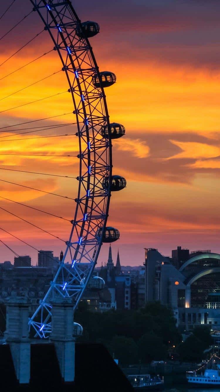 Sunset At London Eye England Background