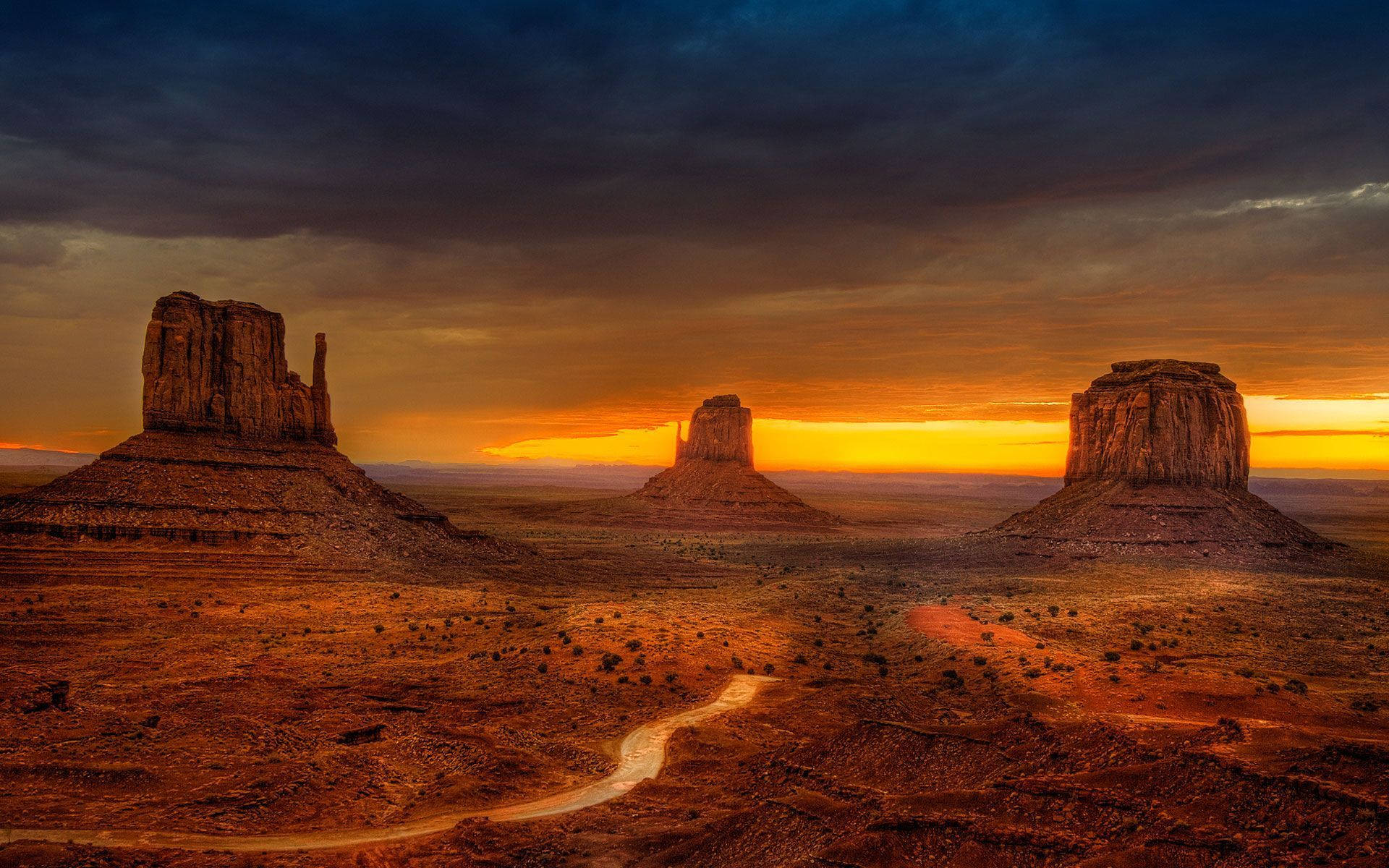 Sunset At Monument Valley Background