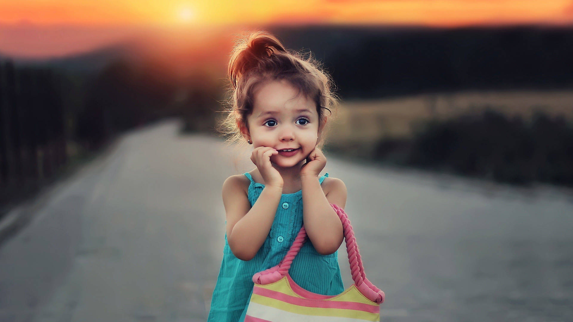 Sunset Baby Girl Background