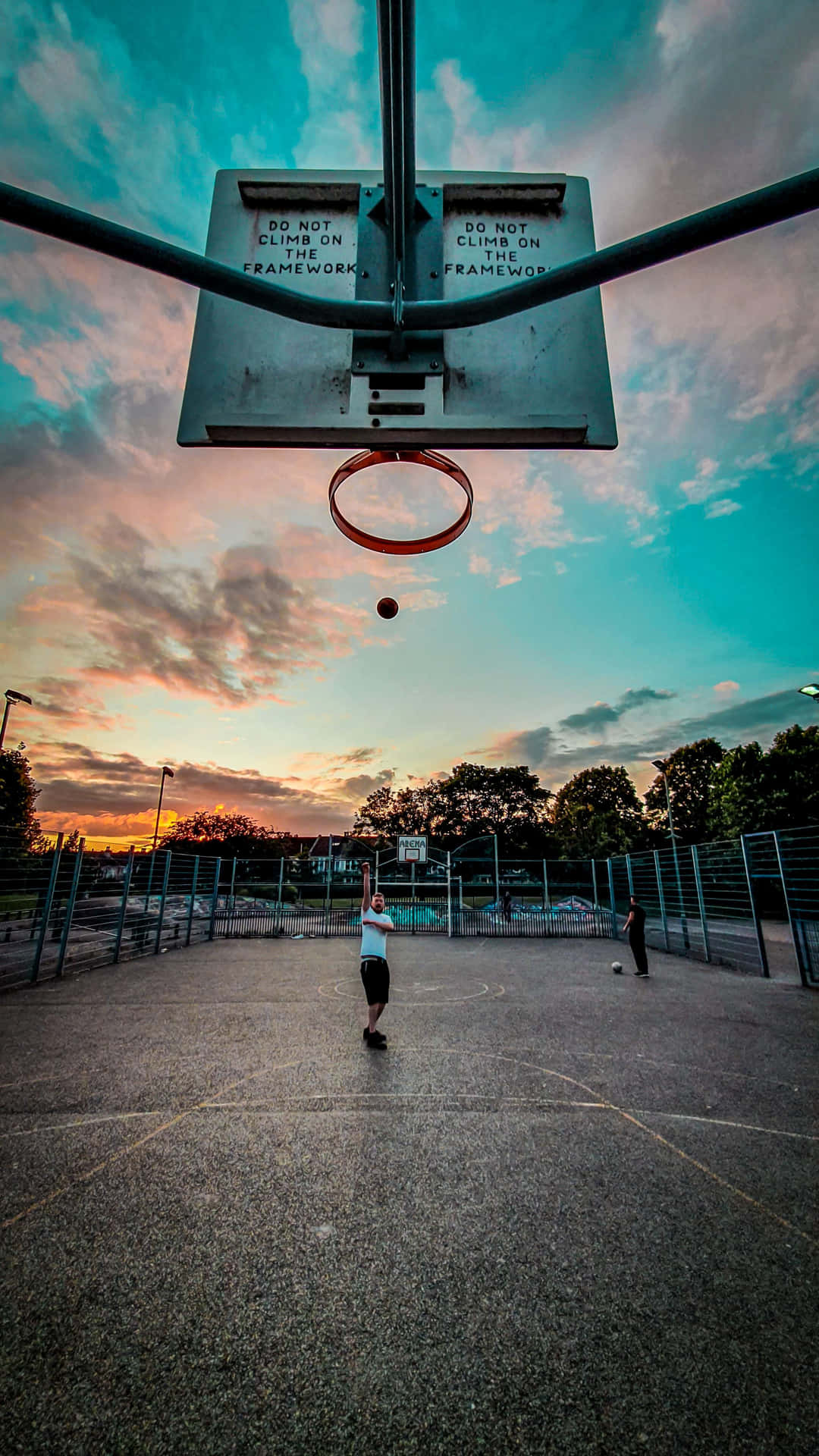 Sunset Basketball Game Action Background