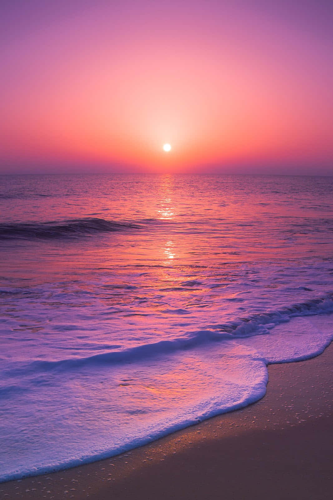 Sunset Beach Calm Waves Mobile Hd