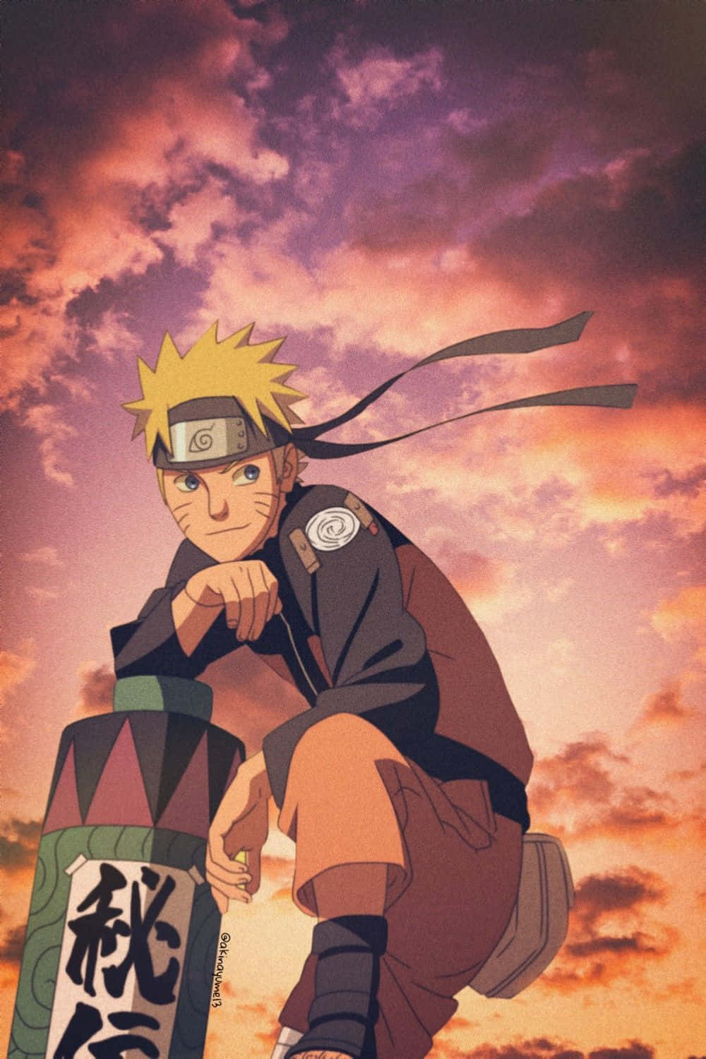 Sunset Behind Naruto Aesthetic Phone Background