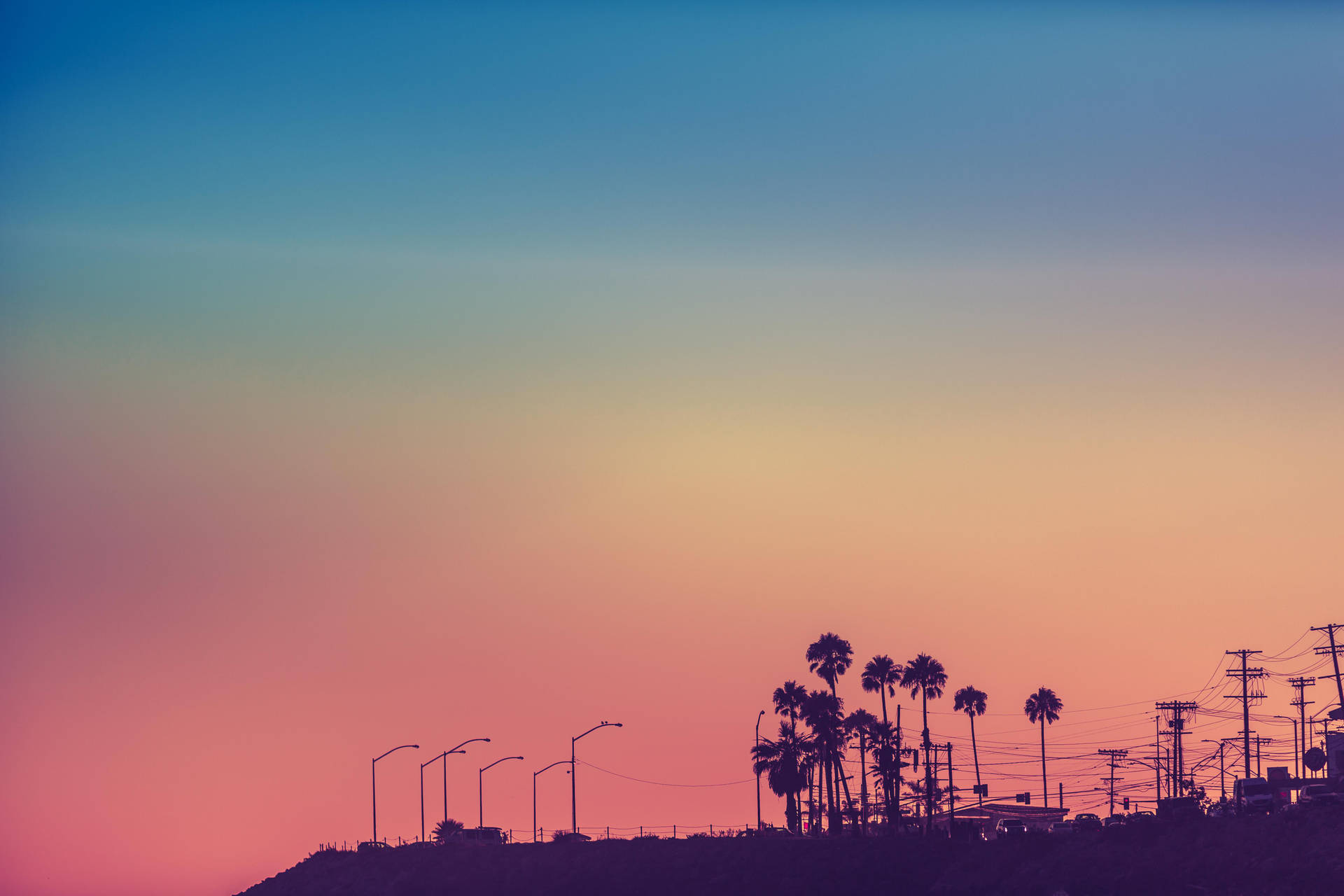 Sunset Boulevard Rainbow Sky Background