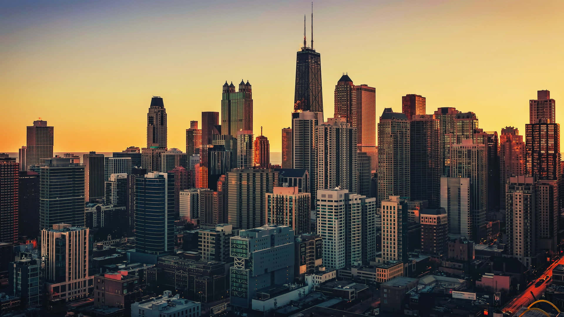 Sunset Cityscape Skyline Background