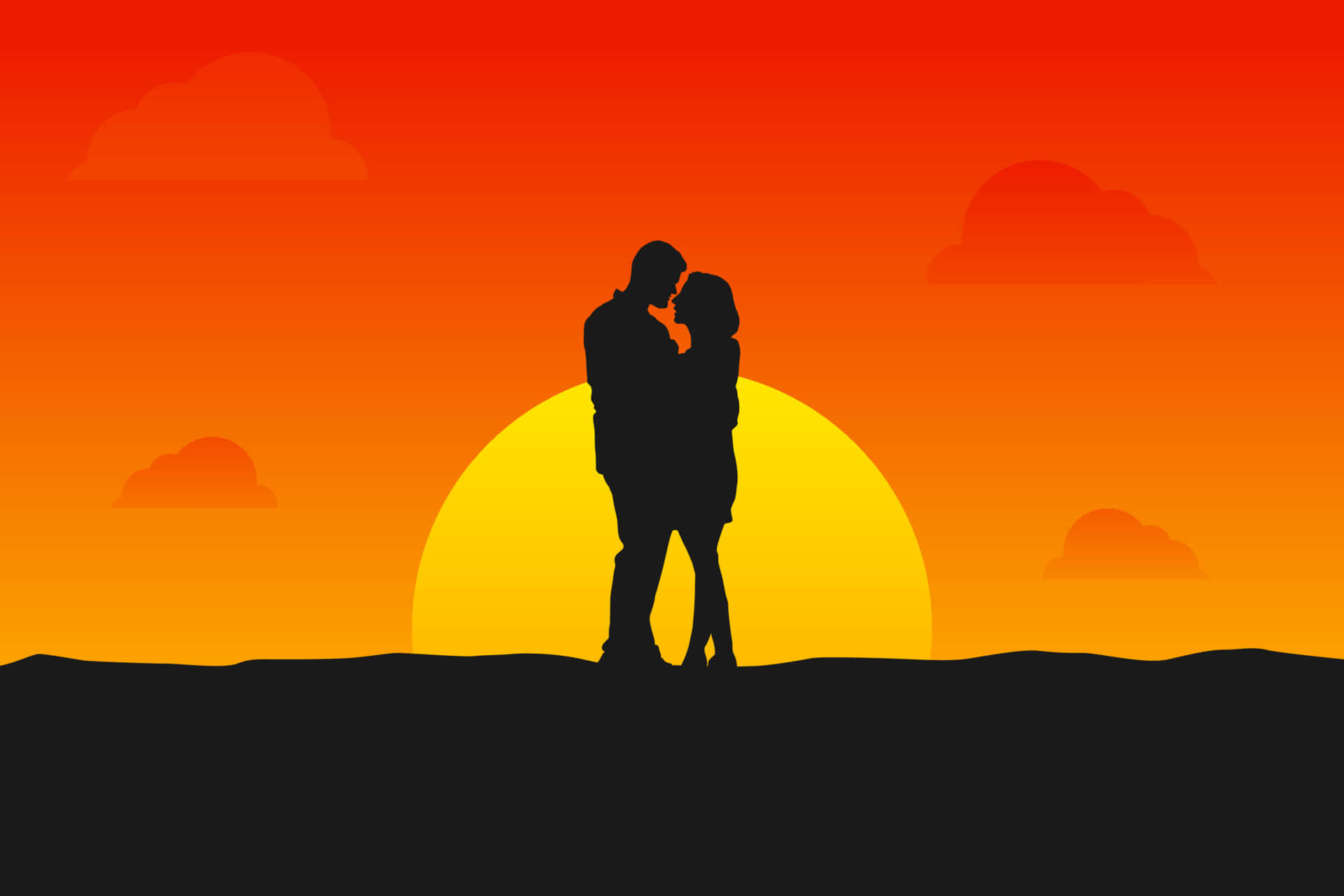 Sunset Couple Art Background