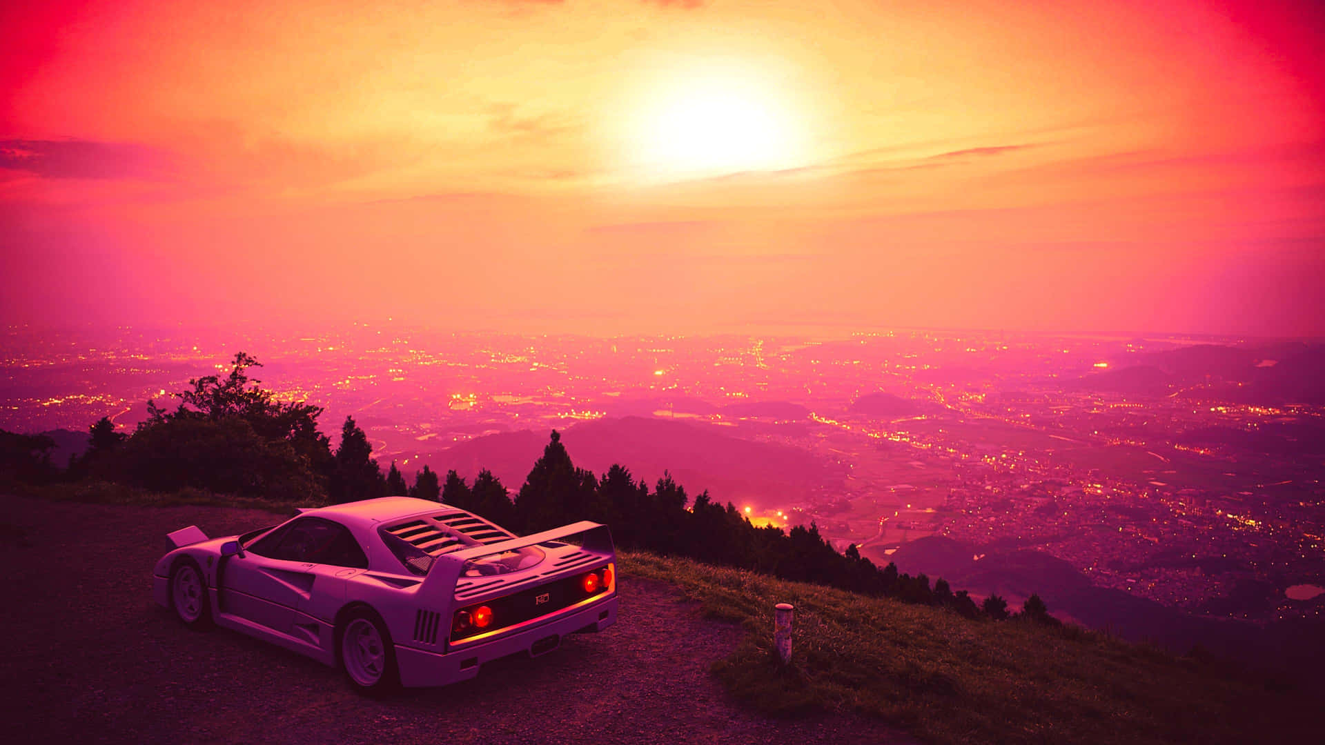 Sunset_ Drive_ Above_ Cityscape