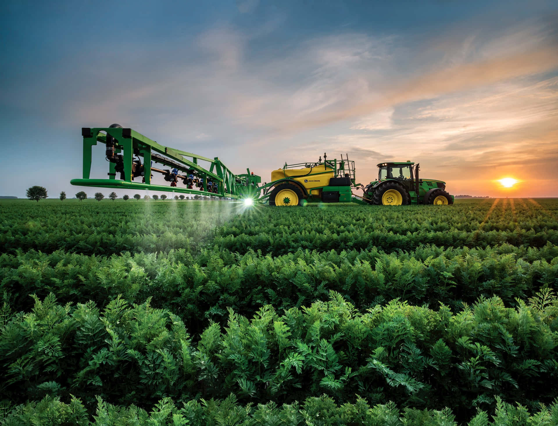 Sunset Farm Spraying Equipment Background