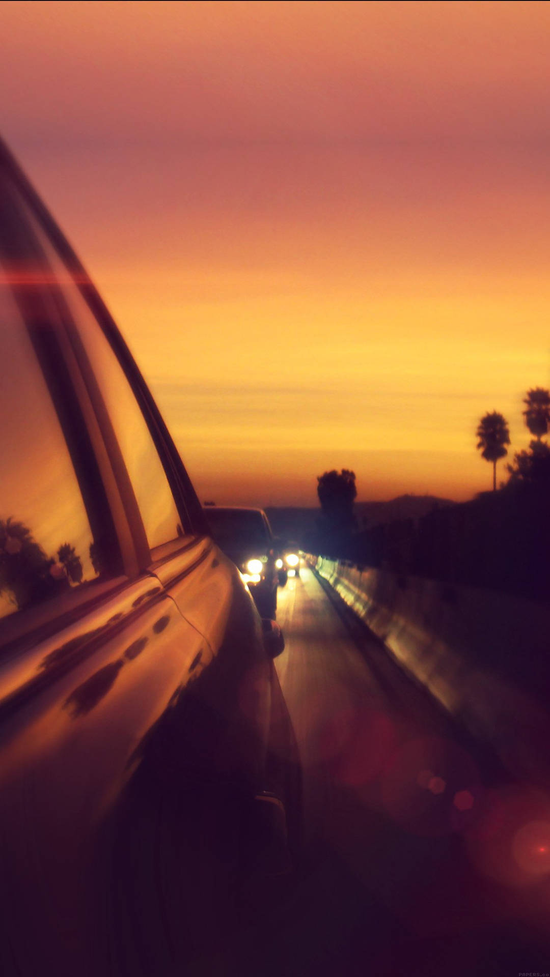 Sunset From Car View Smartphone Background Background Background