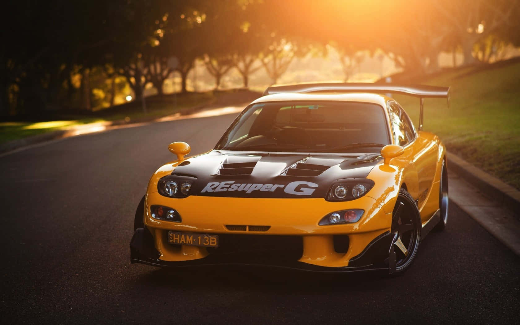 Sunset Glow Rx7 Drift Car Background