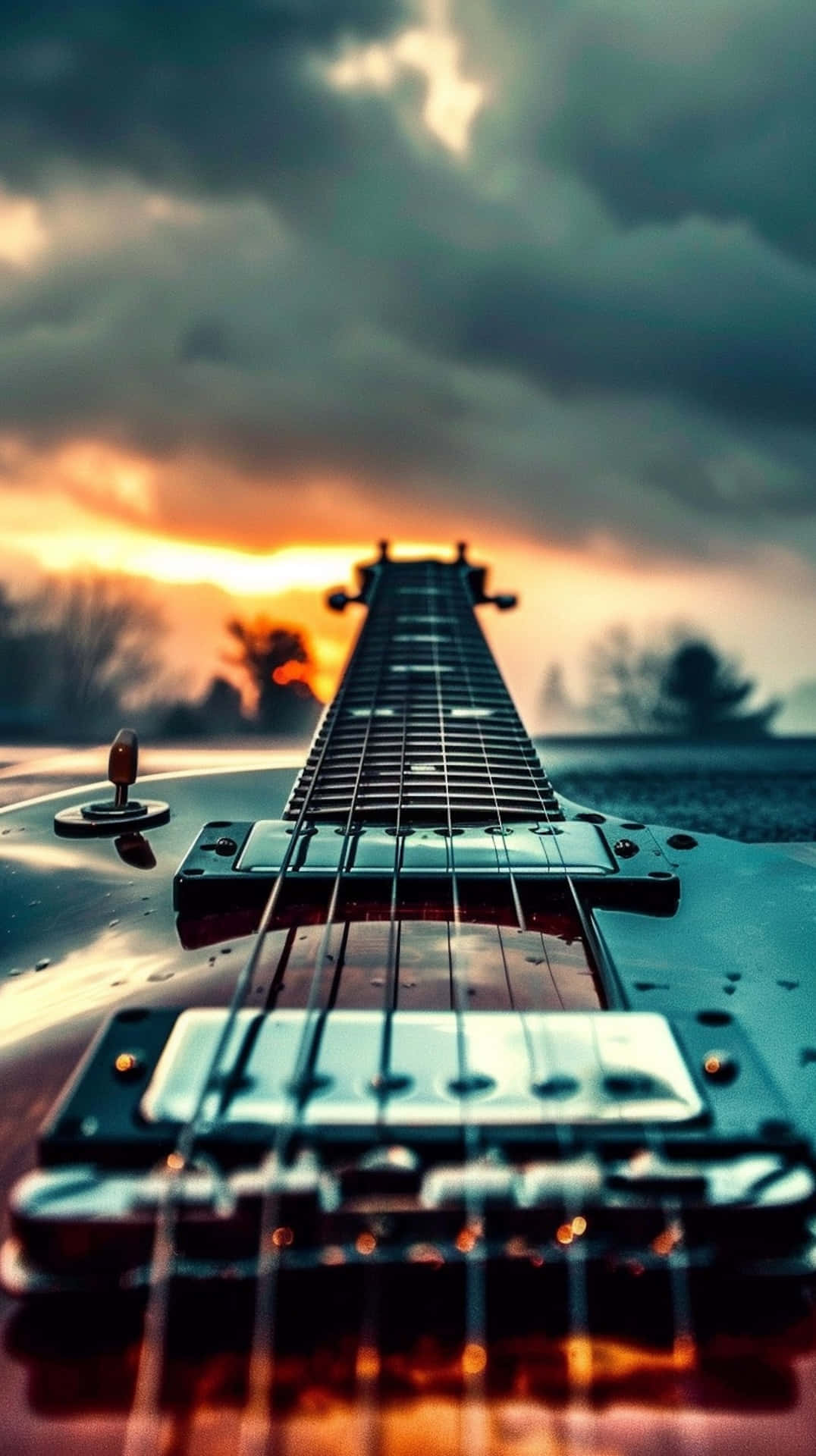 Sunset Guitar Frets H D Background