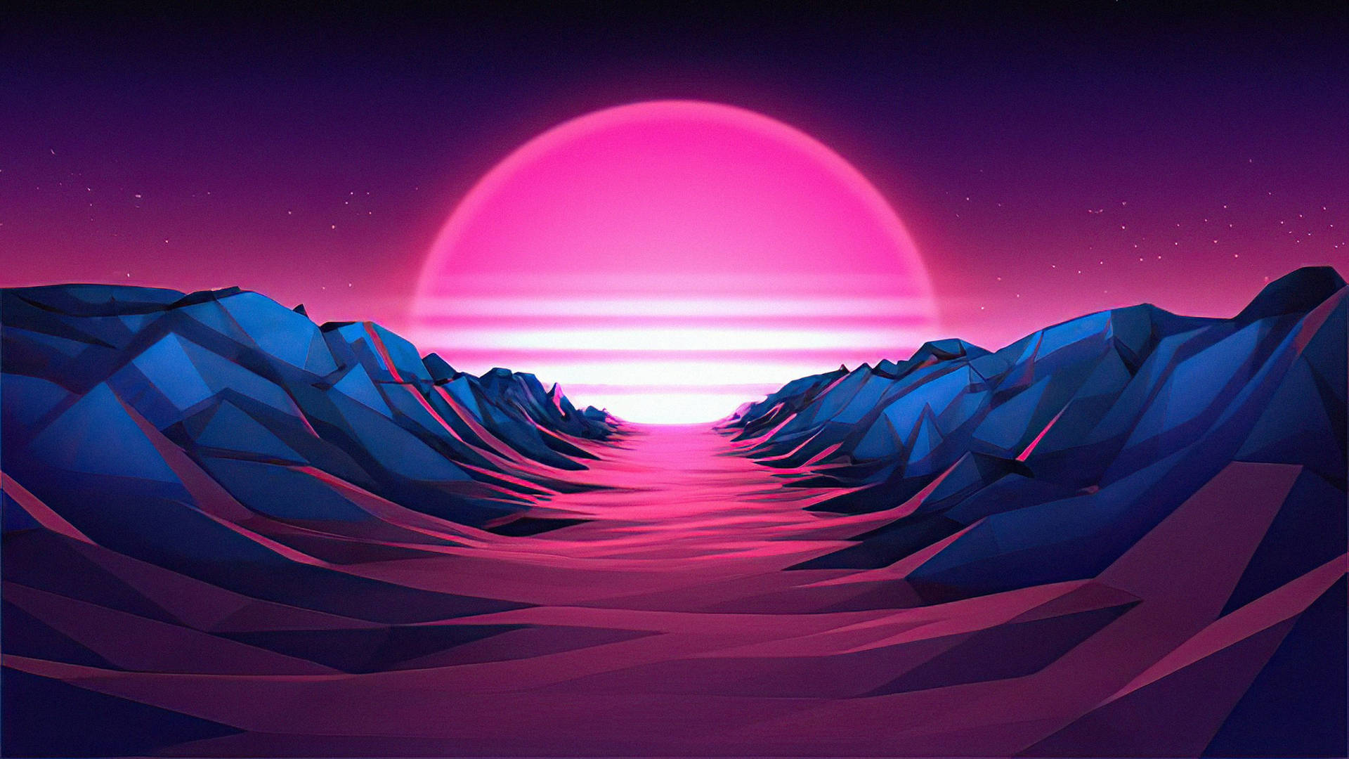 Sunset Horizon Vaporwave Desktop Background