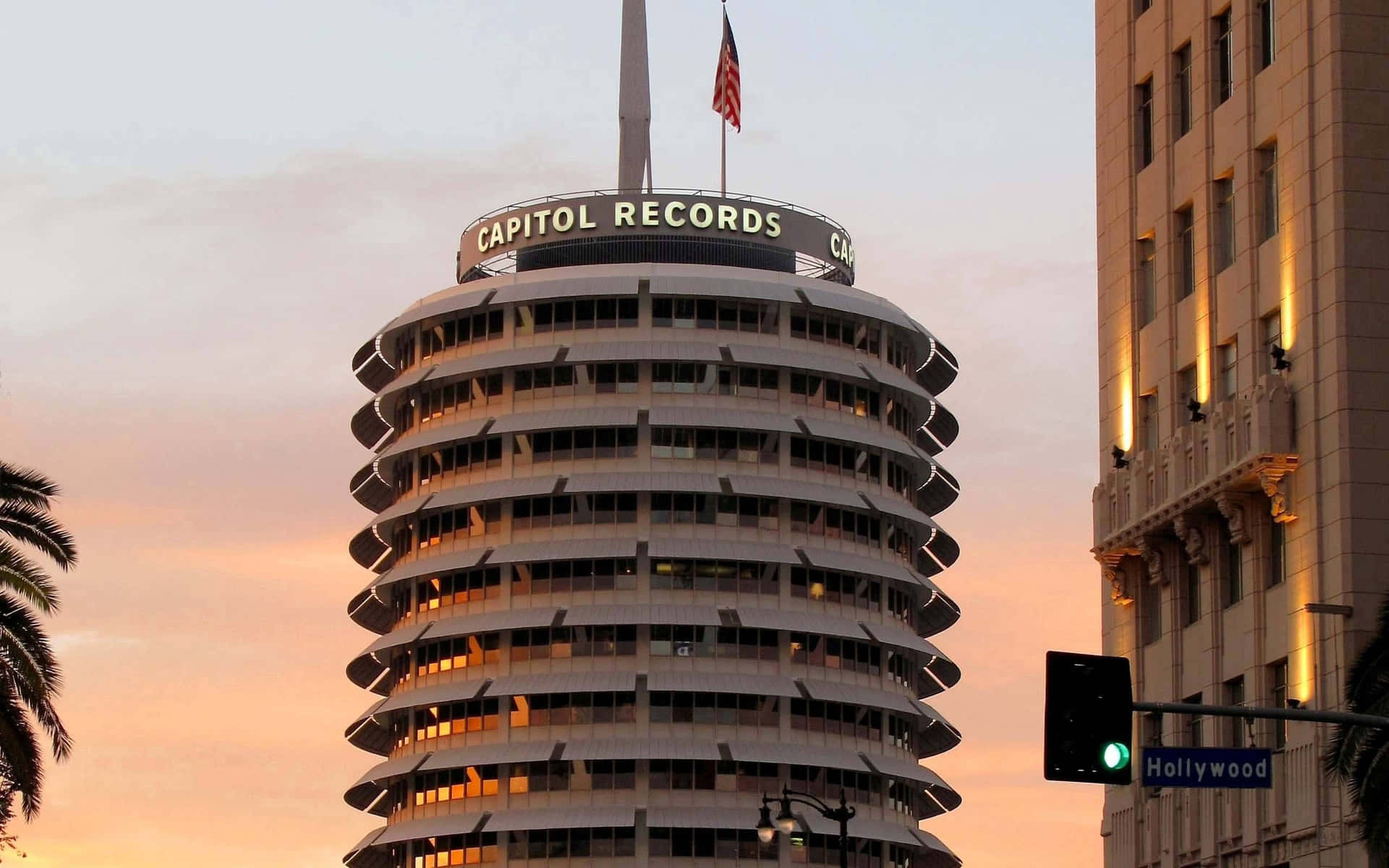 Sunset In Capitol Records Building Background