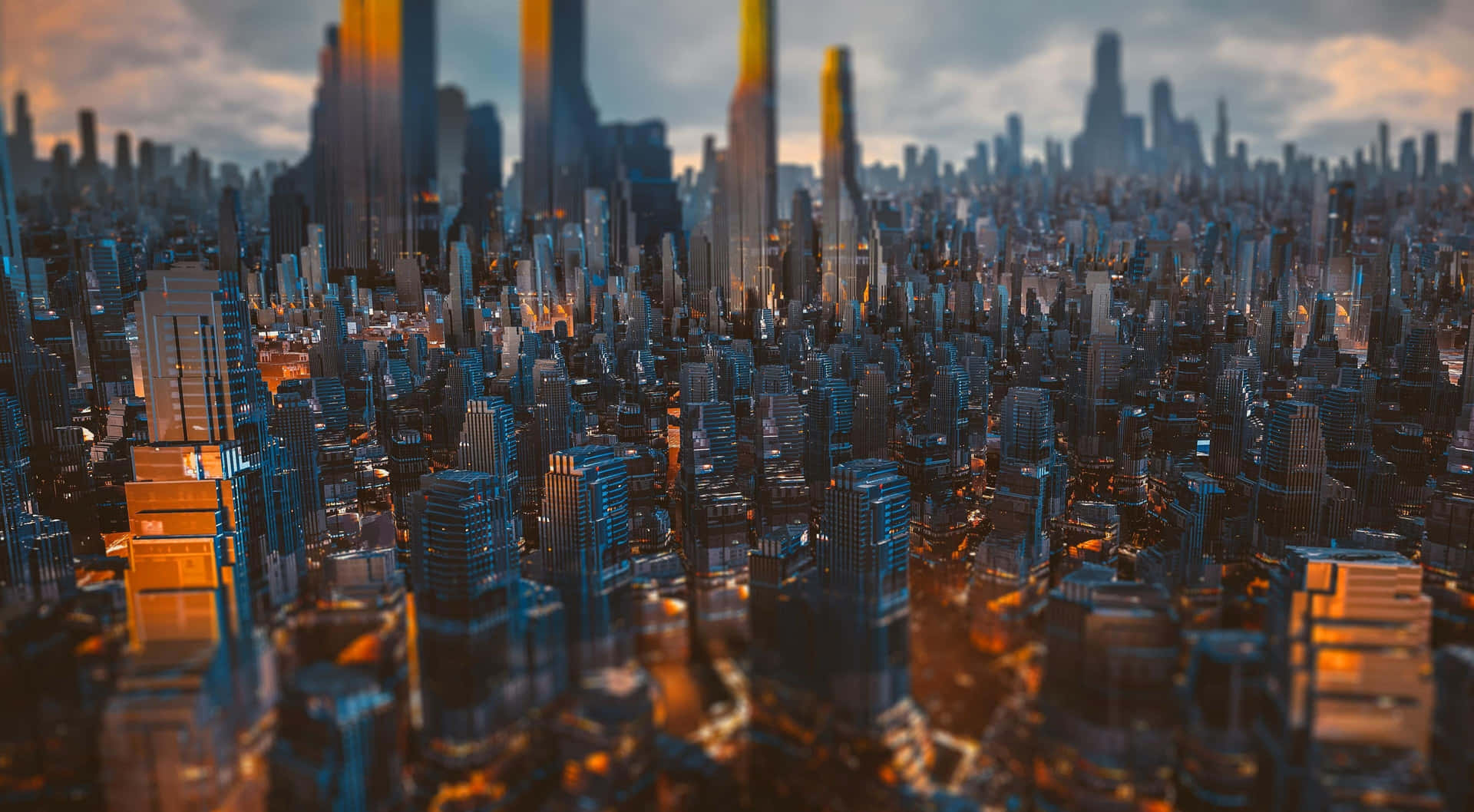 Sunset In Dark City 4k Background