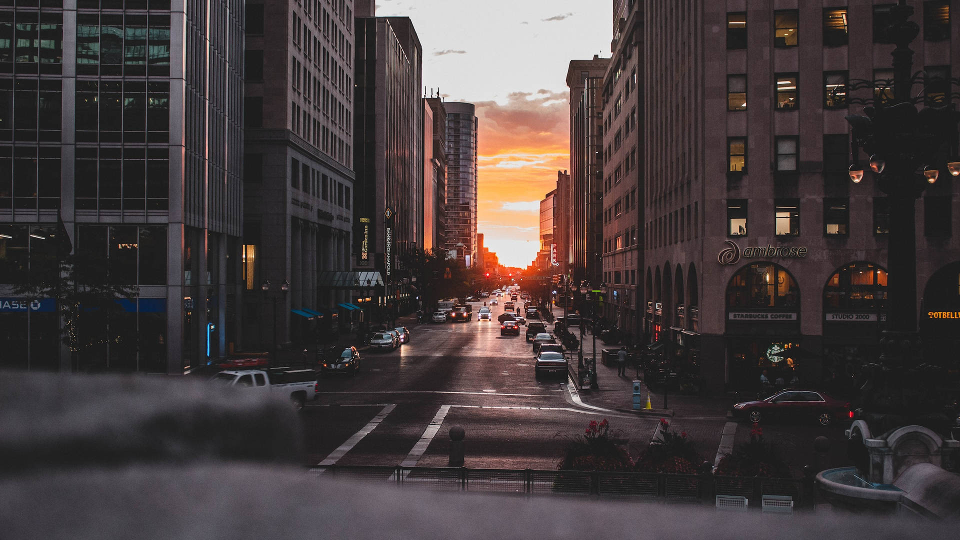 Sunset In Indianapolis Street Background