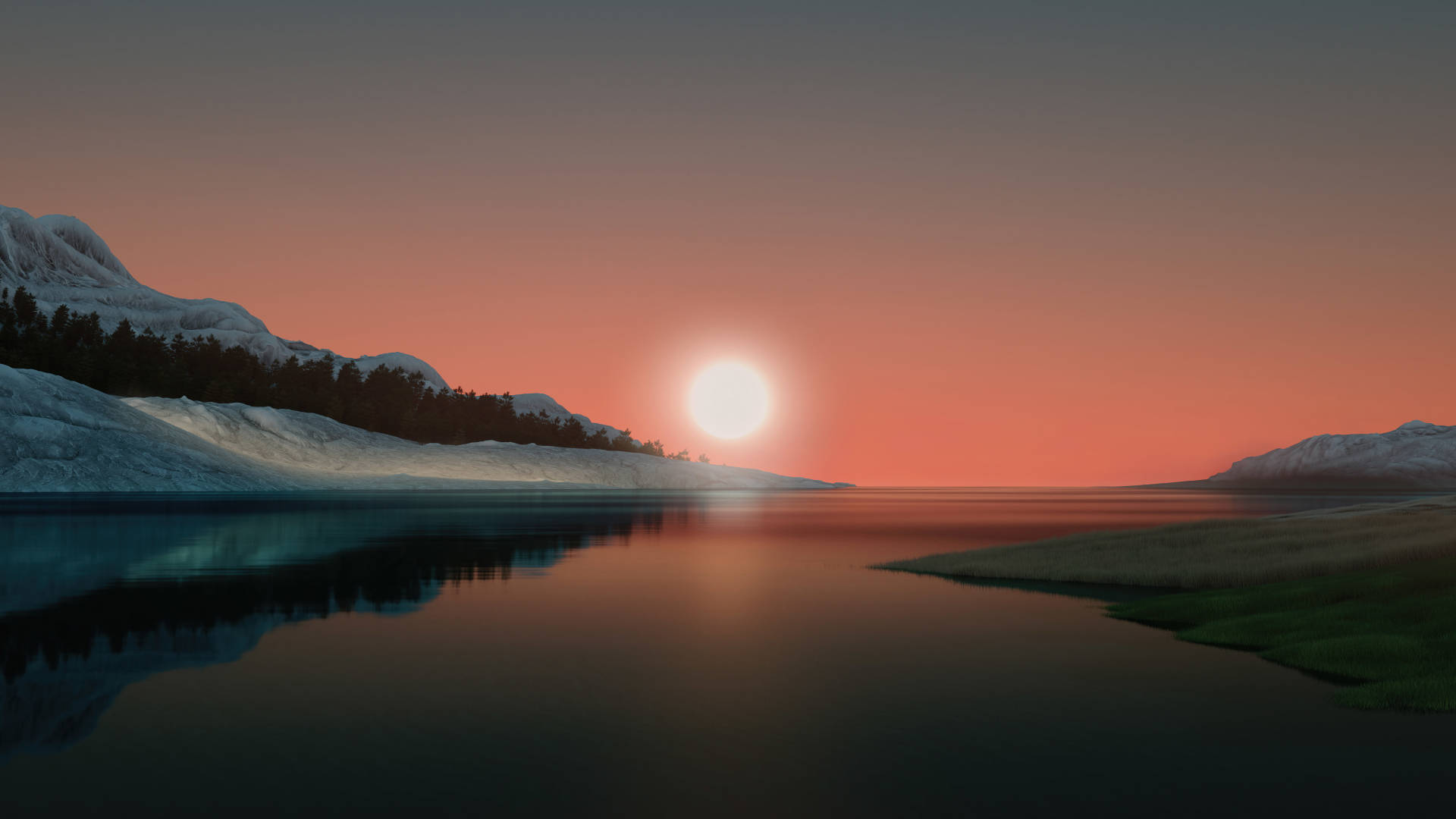 Sunset In Lake Aesthetic Landscape