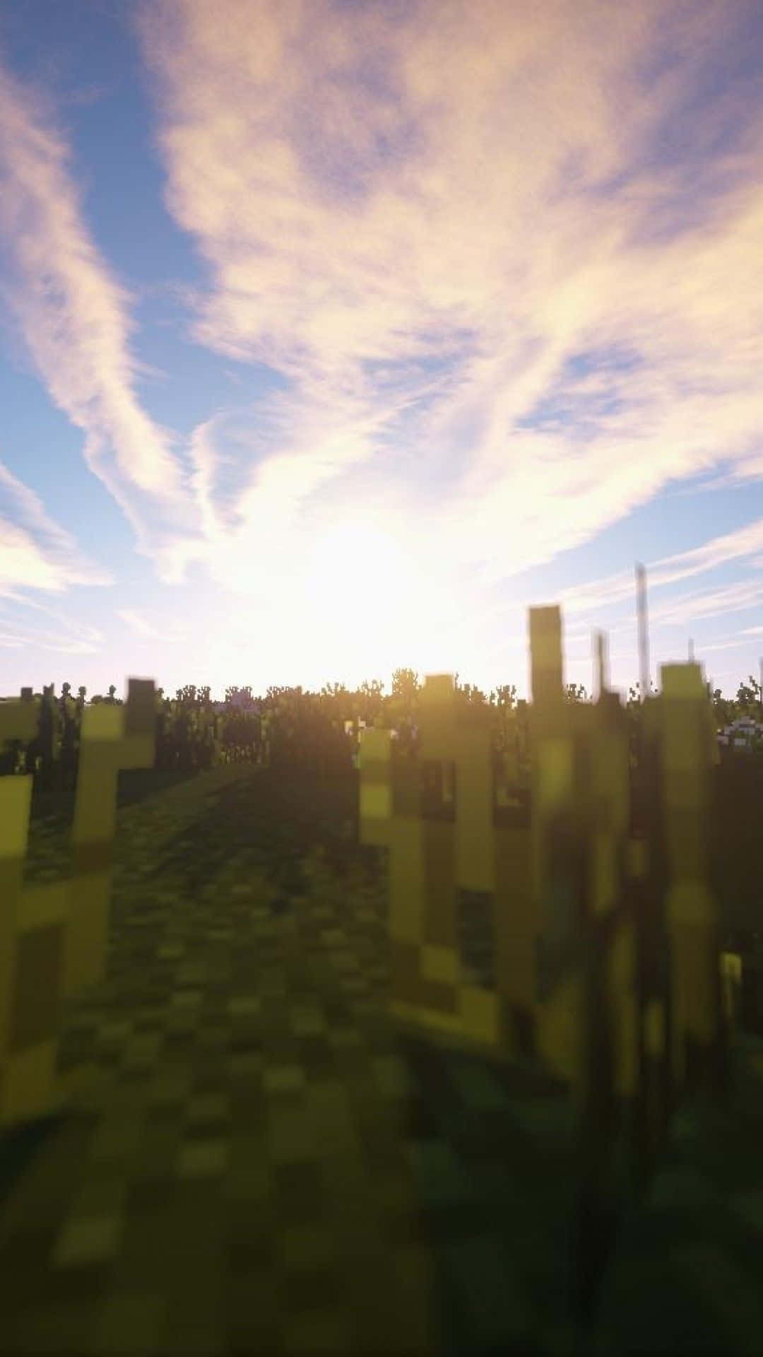Sunset In Minecraft Background