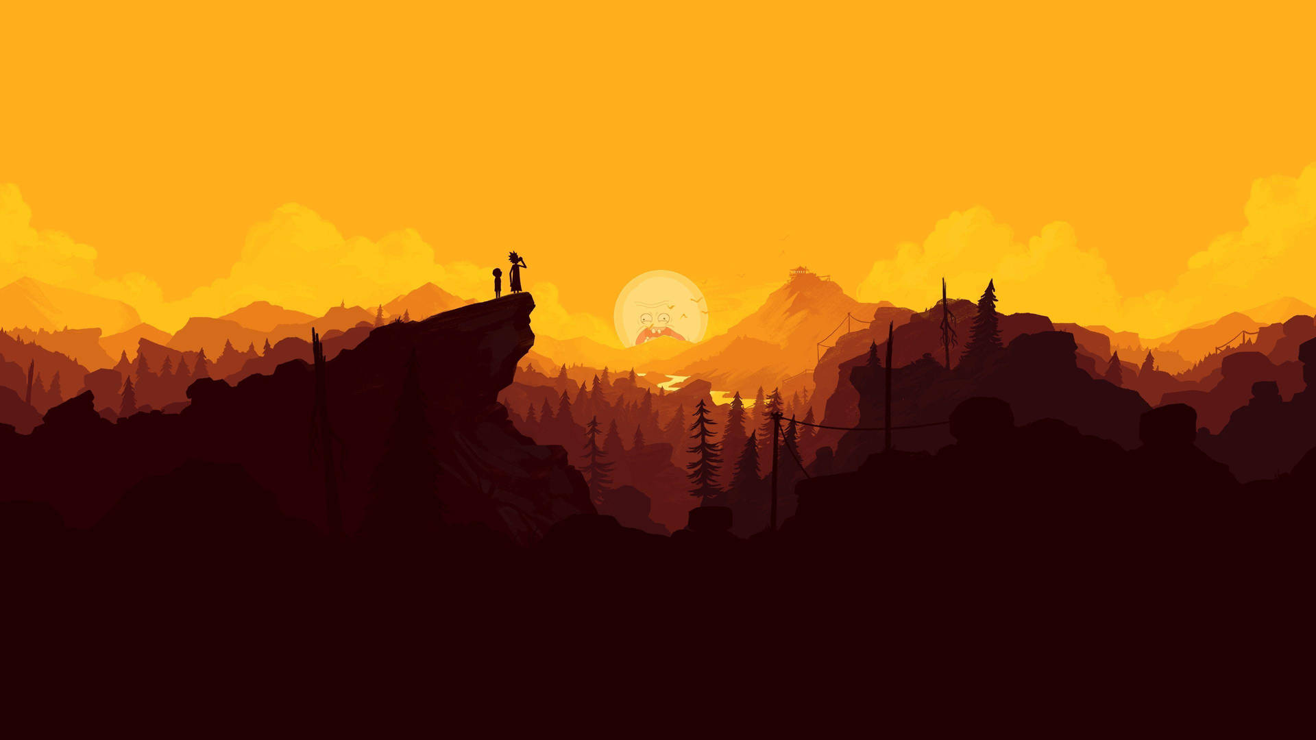 Sunset In Rick And Morty 4k Background