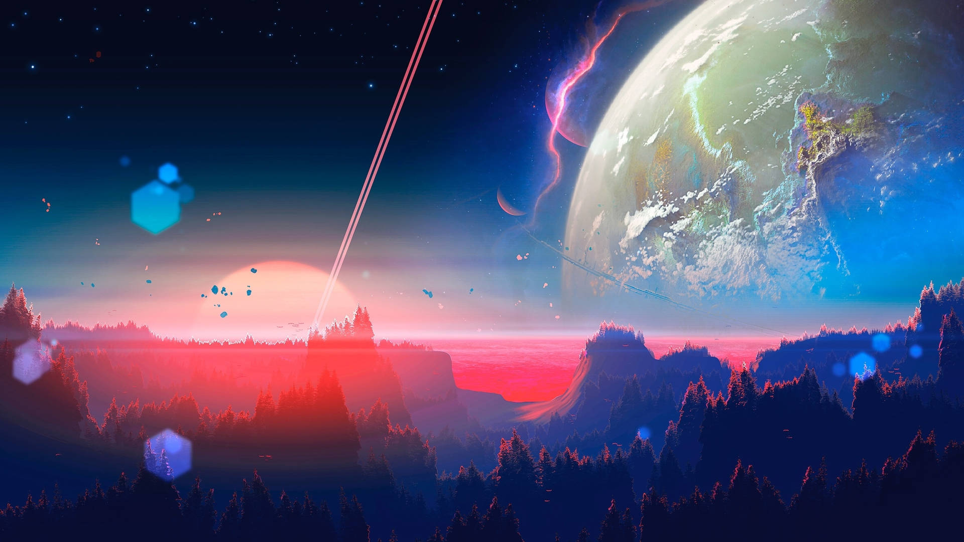 Sunset In Space 2560x1440 Background