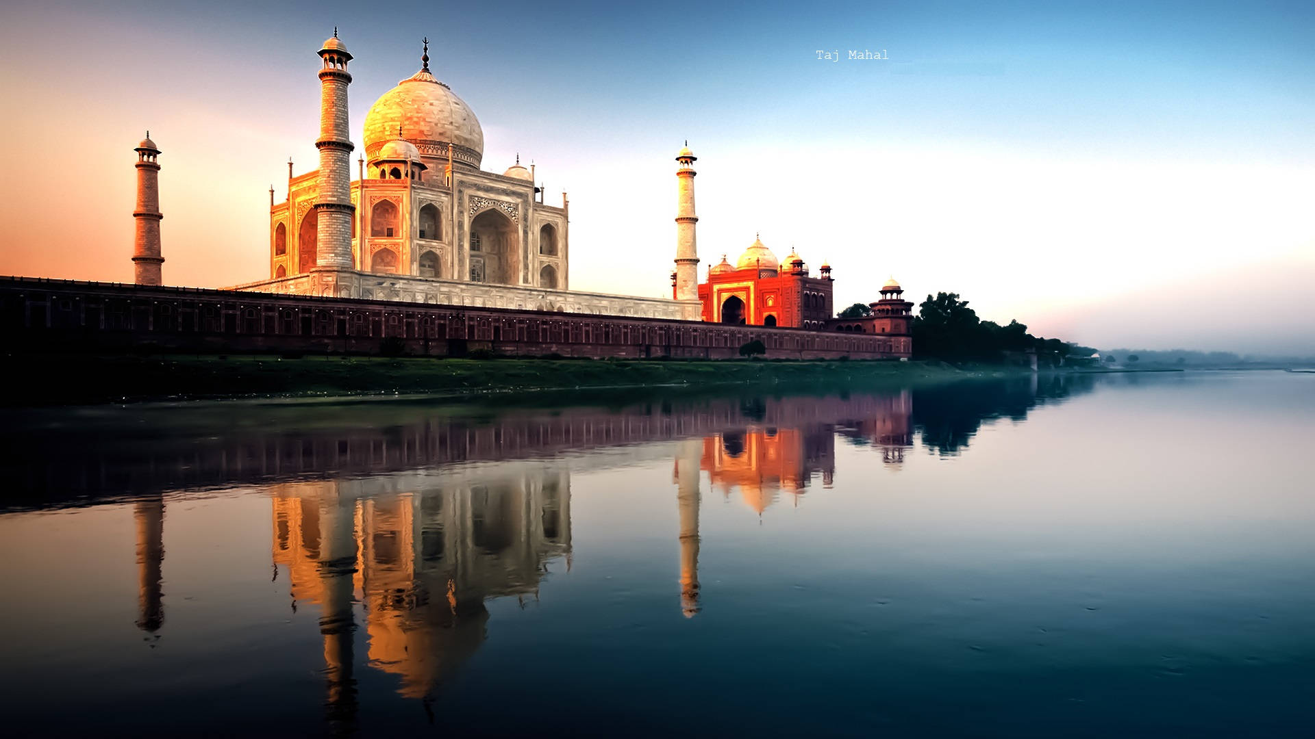 Sunset In Taj Mahal India Background