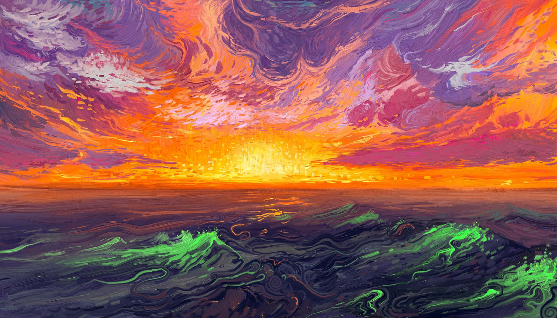 Sunset Landscape 4k Painting