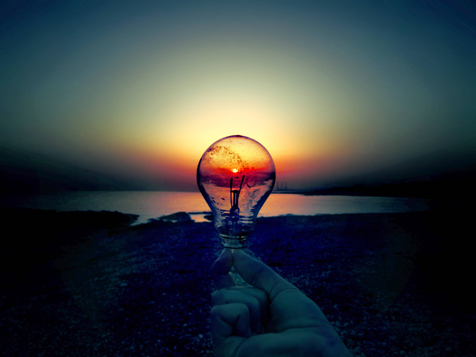 Sunset Light Bulb Background