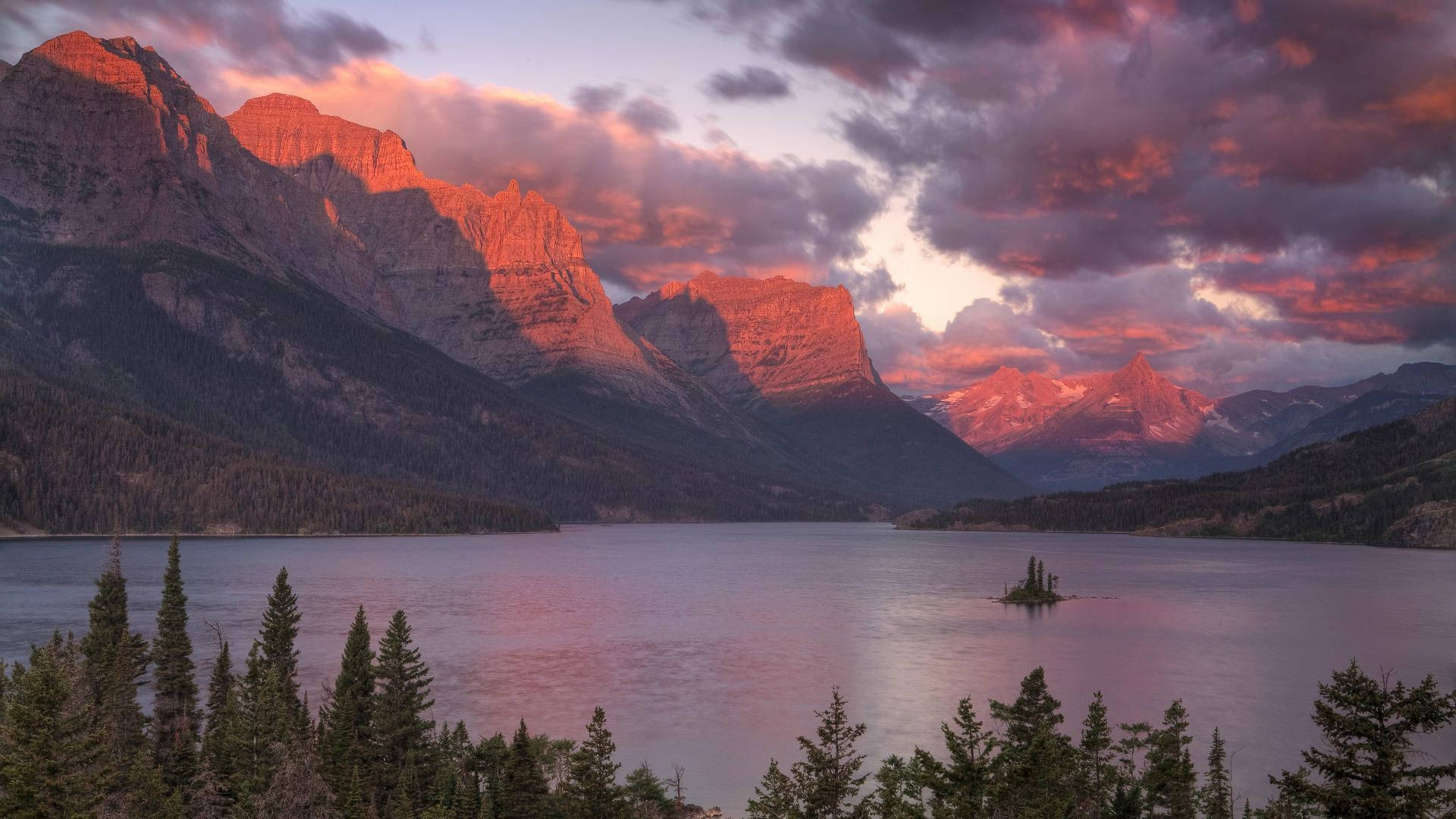 Sunset Montana Lake Background