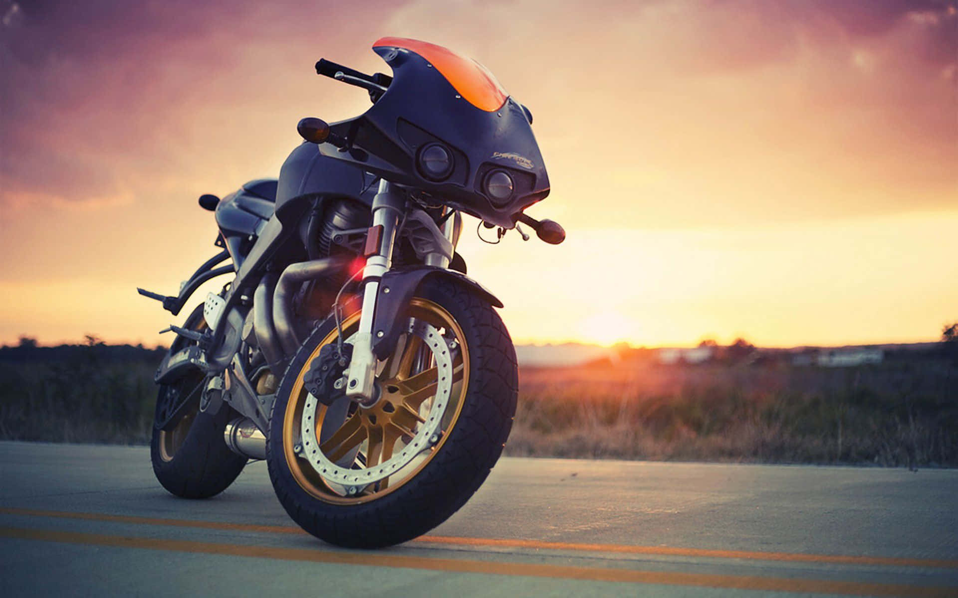 Sunset Motorcycle Road Trip Background