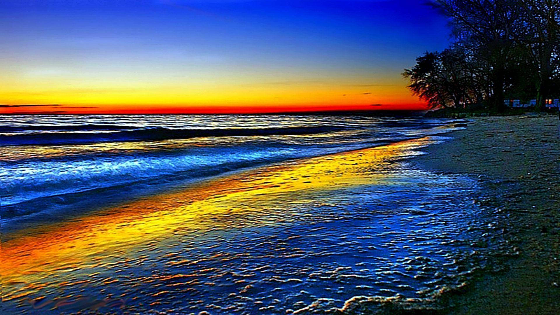 Sunset Ocean Colors Background