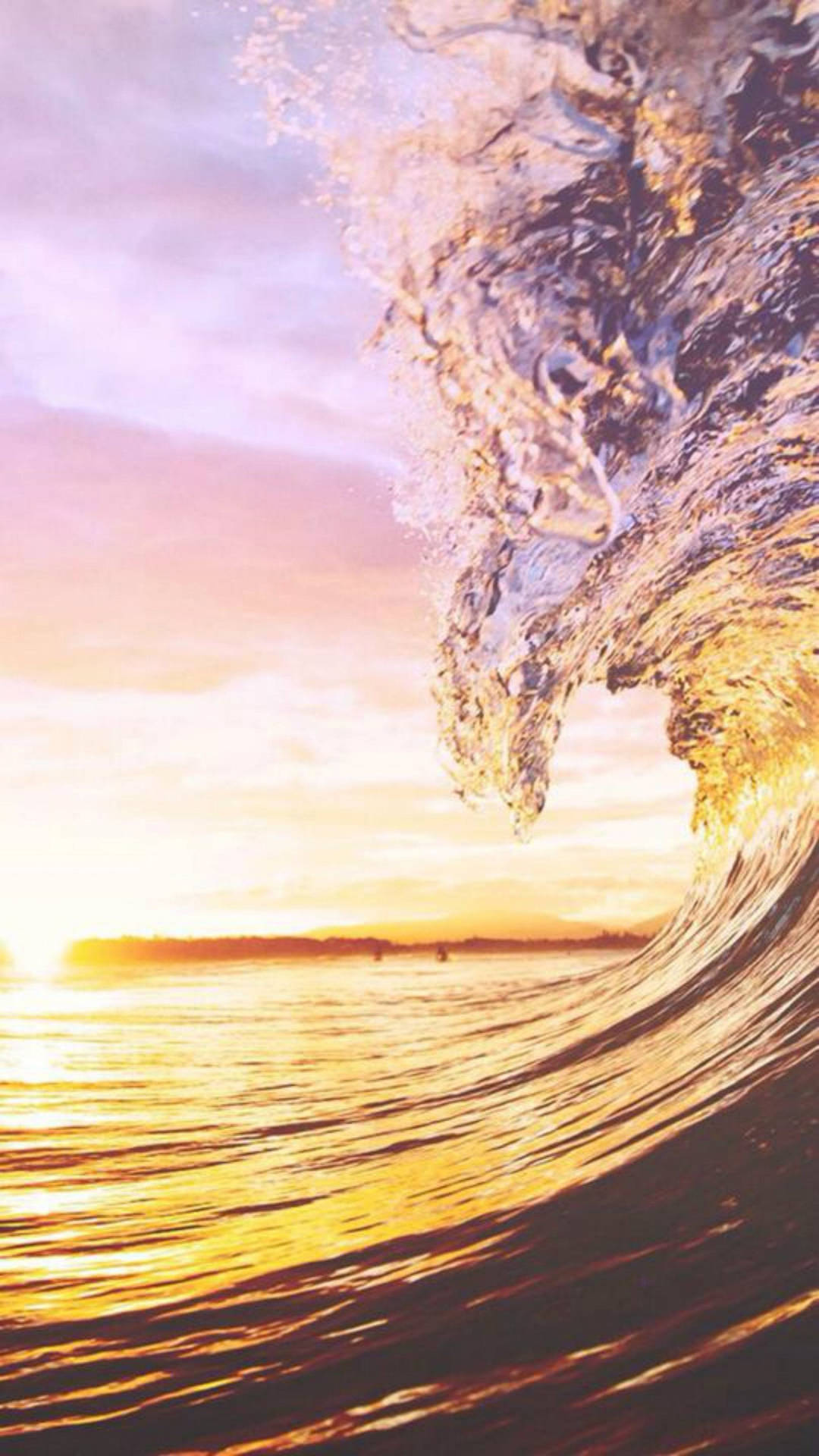 Sunset Ocean Cresting Wave Background