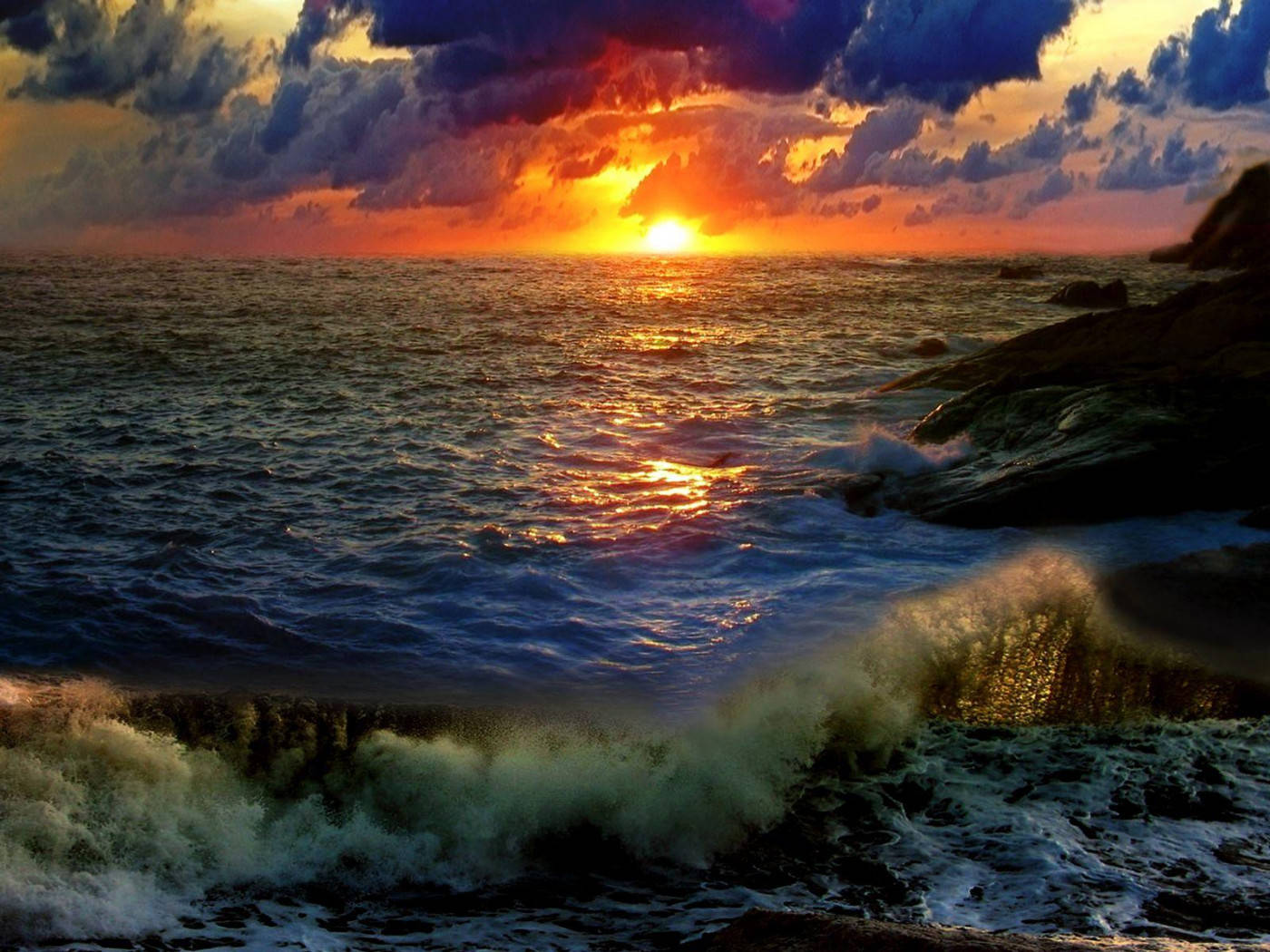 Sunset Ocean Waves