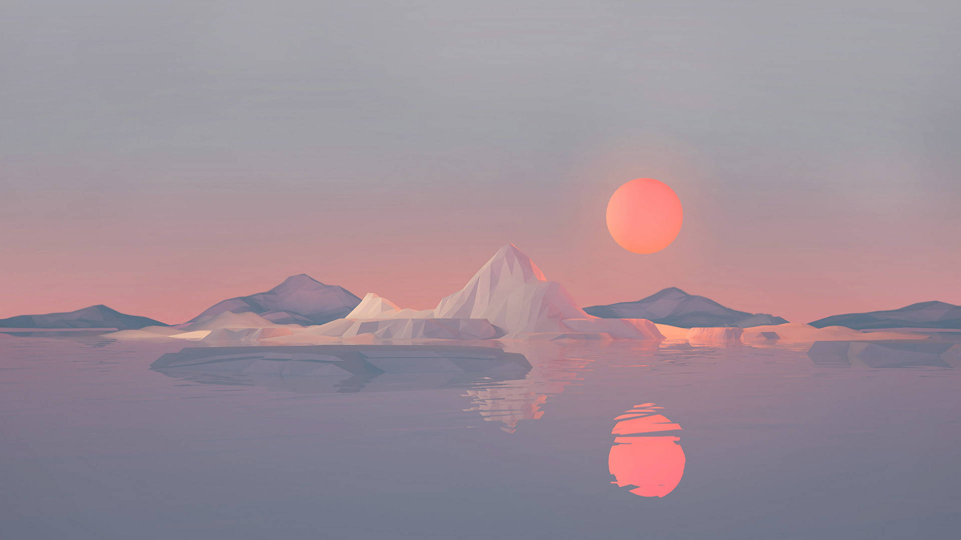 Sunset On Lake Vector Art Background