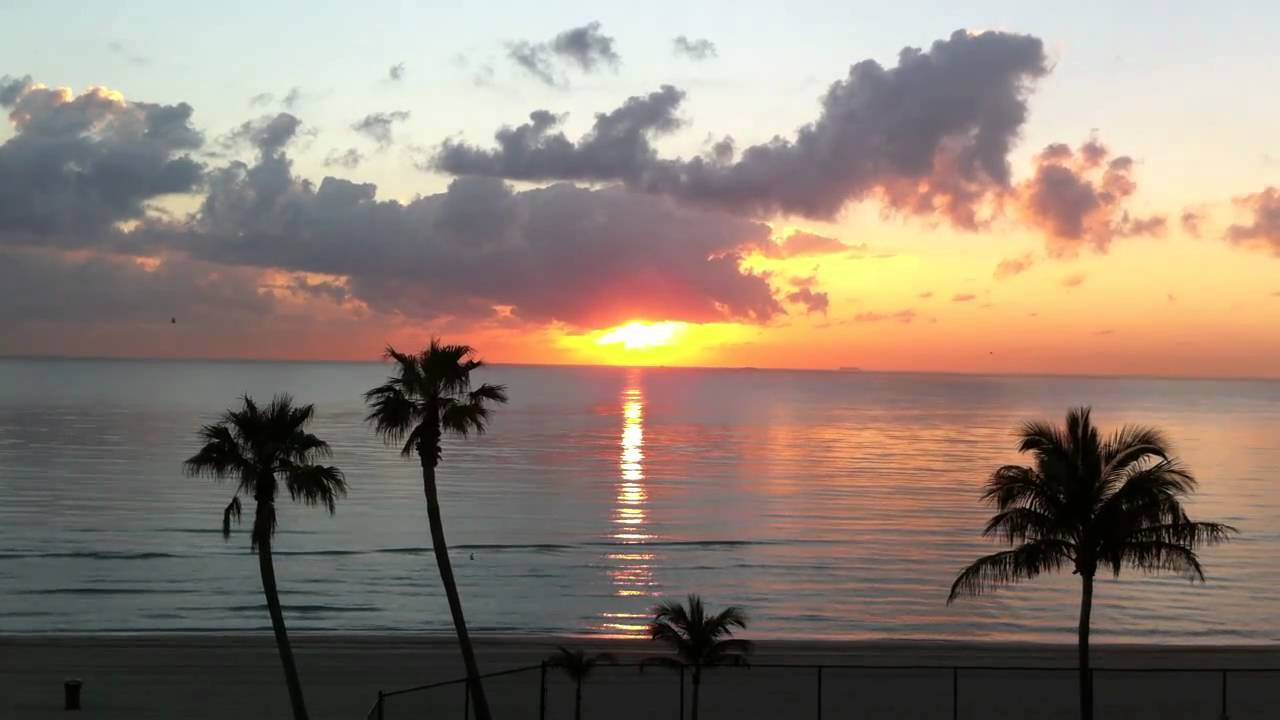 Sunset On Miami Beach Background