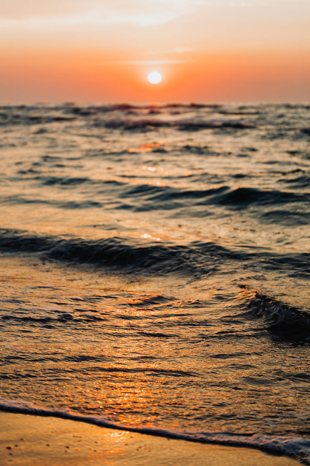 Sunset Over Beach Wave Iphone Background