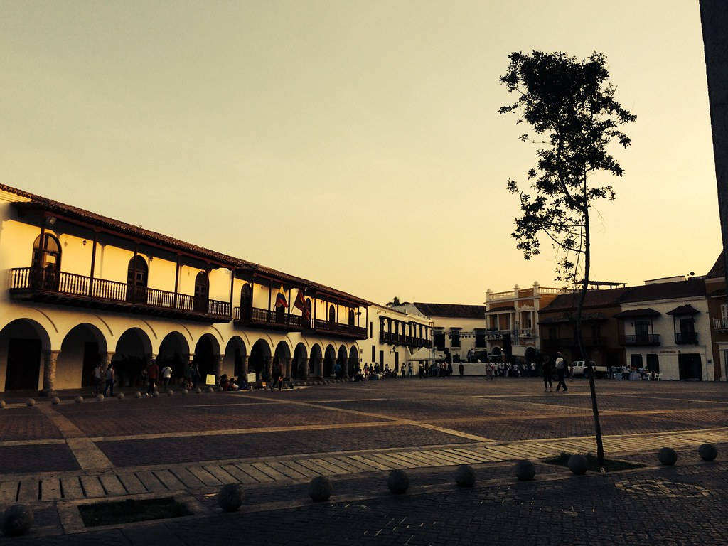 Sunset Over Cartagena City Hall Background