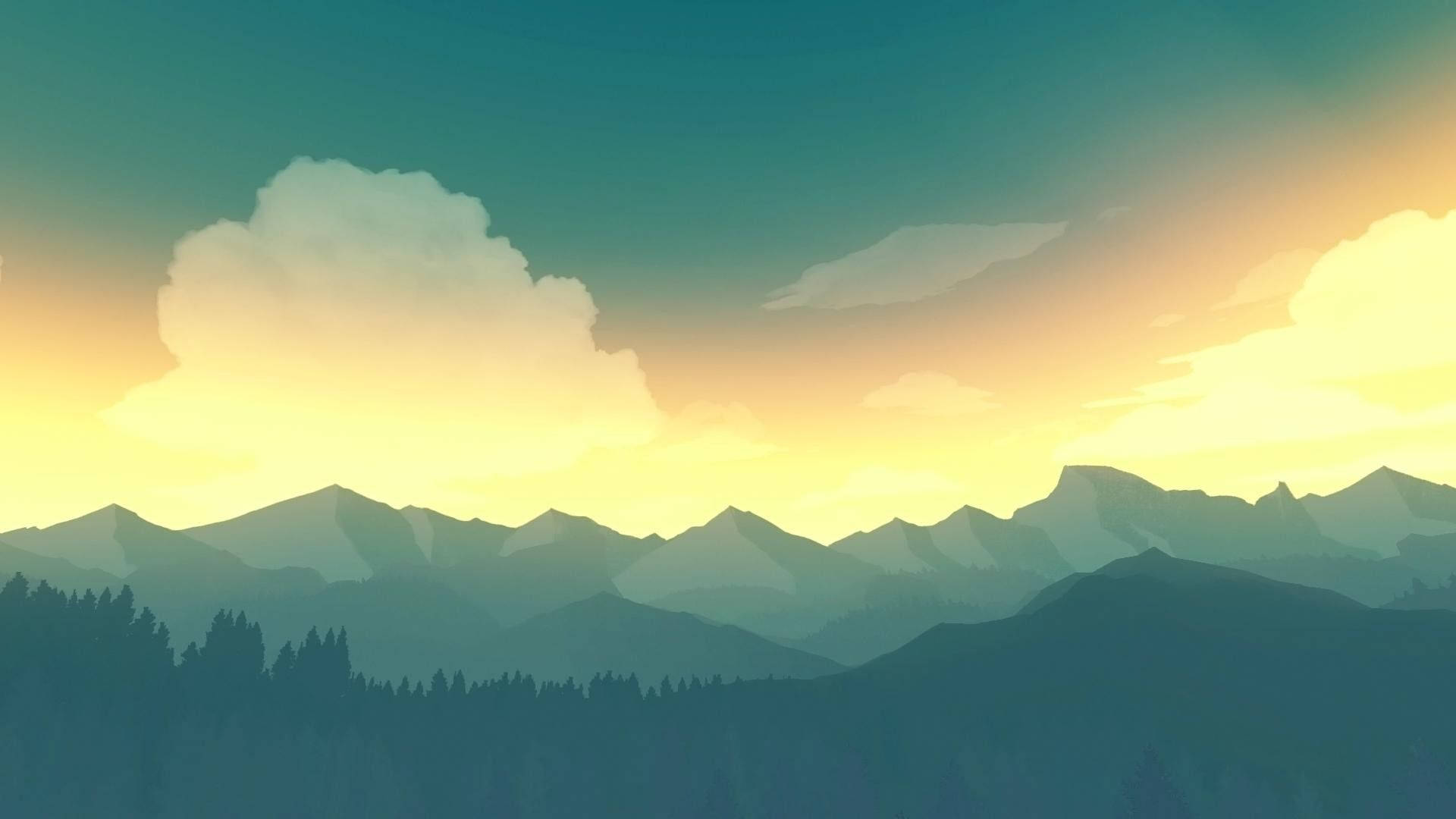 Sunset Over Firewatch Mountains Background