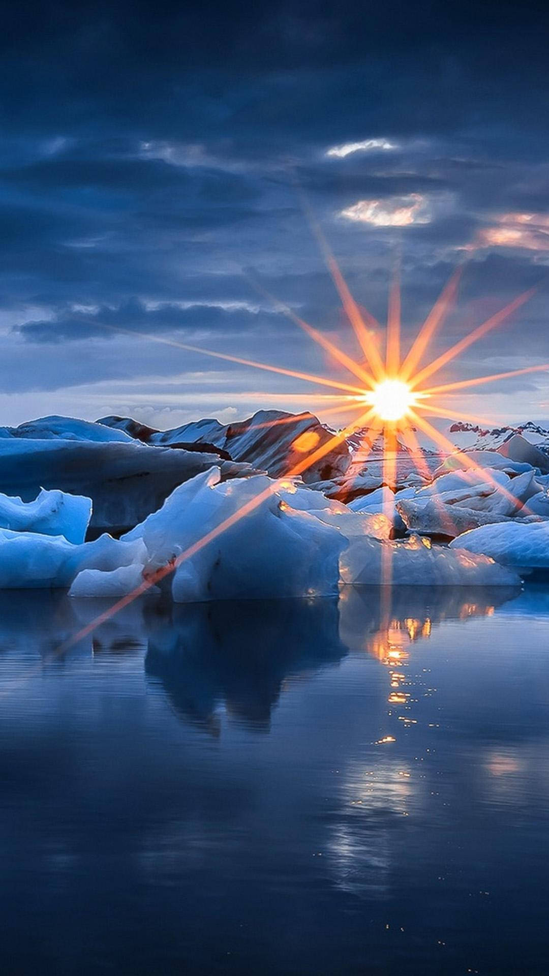Sunset Over Ice Iphone Se Background