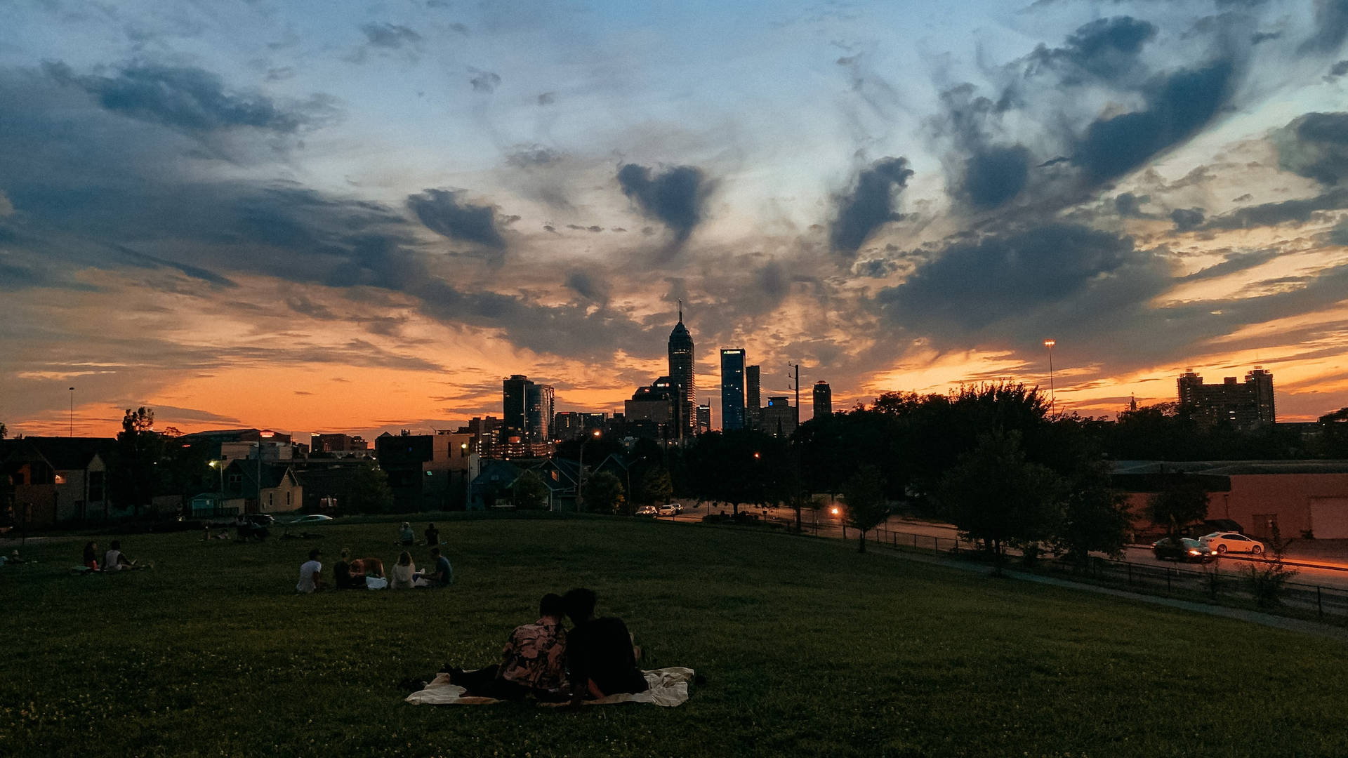 Sunset Over Indianapolis Background