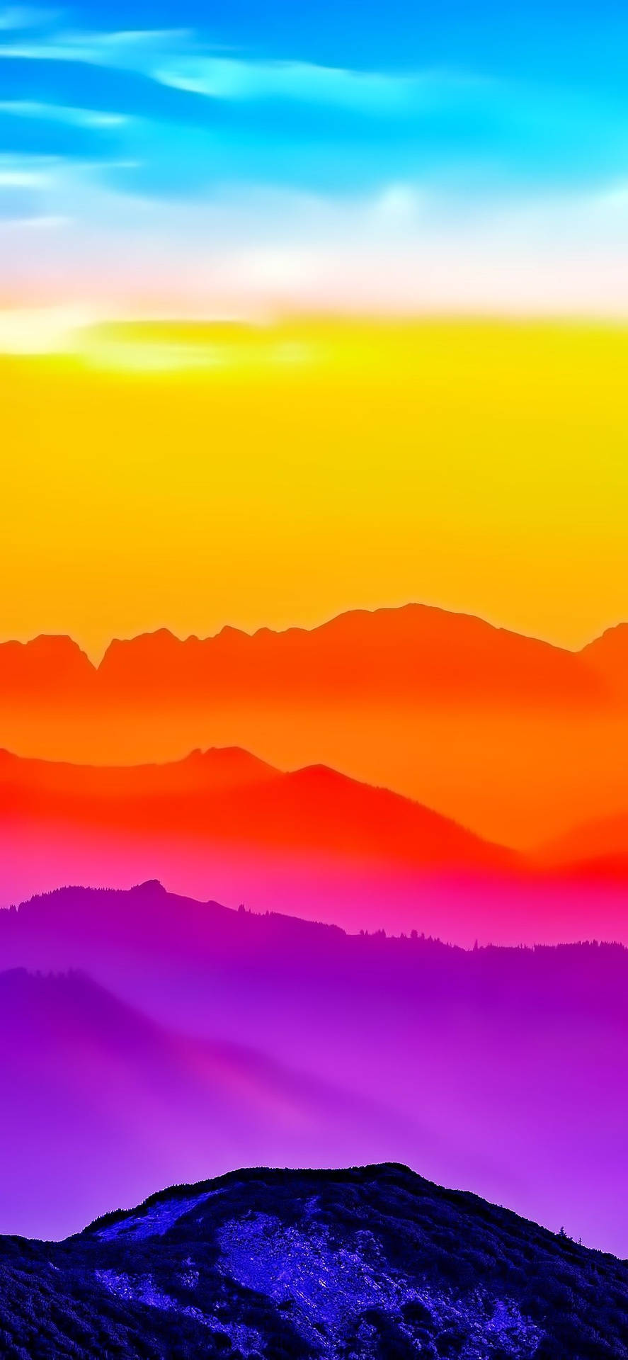 Sunset Over Mountains Color Iphone Background